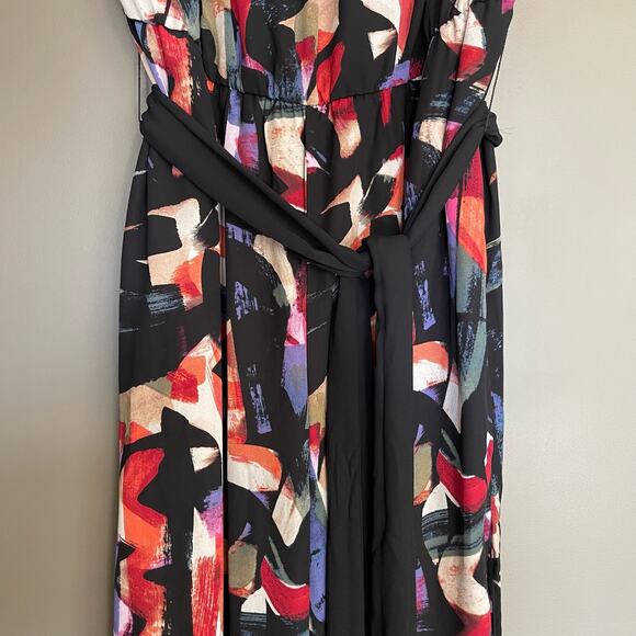 New York & Company Abstract Print Jumpsuit Size XXL Wide Leg Flowy Colorful Chic - Picture 9 of 16